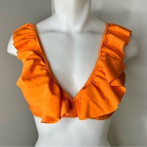 Orange Ruffle Bikini Top